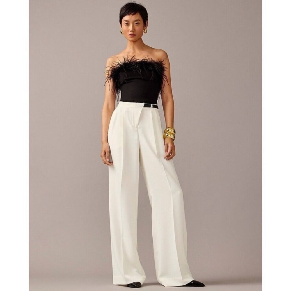 NWT J. Crew x Anna October Pant Trouser in Drapey Crepe Ivory Women 0 Limited Ed